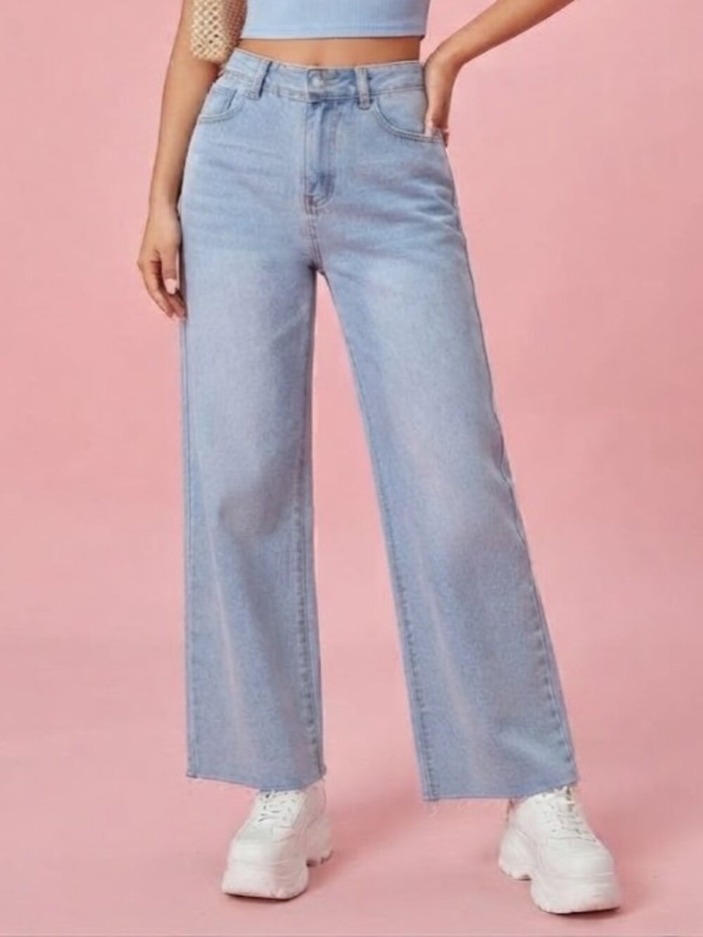 Oat New York Light Blue Wide-Leg Jeans